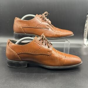 Stacy Adams Oxford Atwell Cognac Dress Shoes 43373-221 Boy's Size 4M Wedding EUC